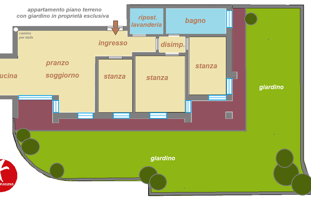 lavis tre stanze con giardino - Vendita Appartamento 3 stanze  Lavis